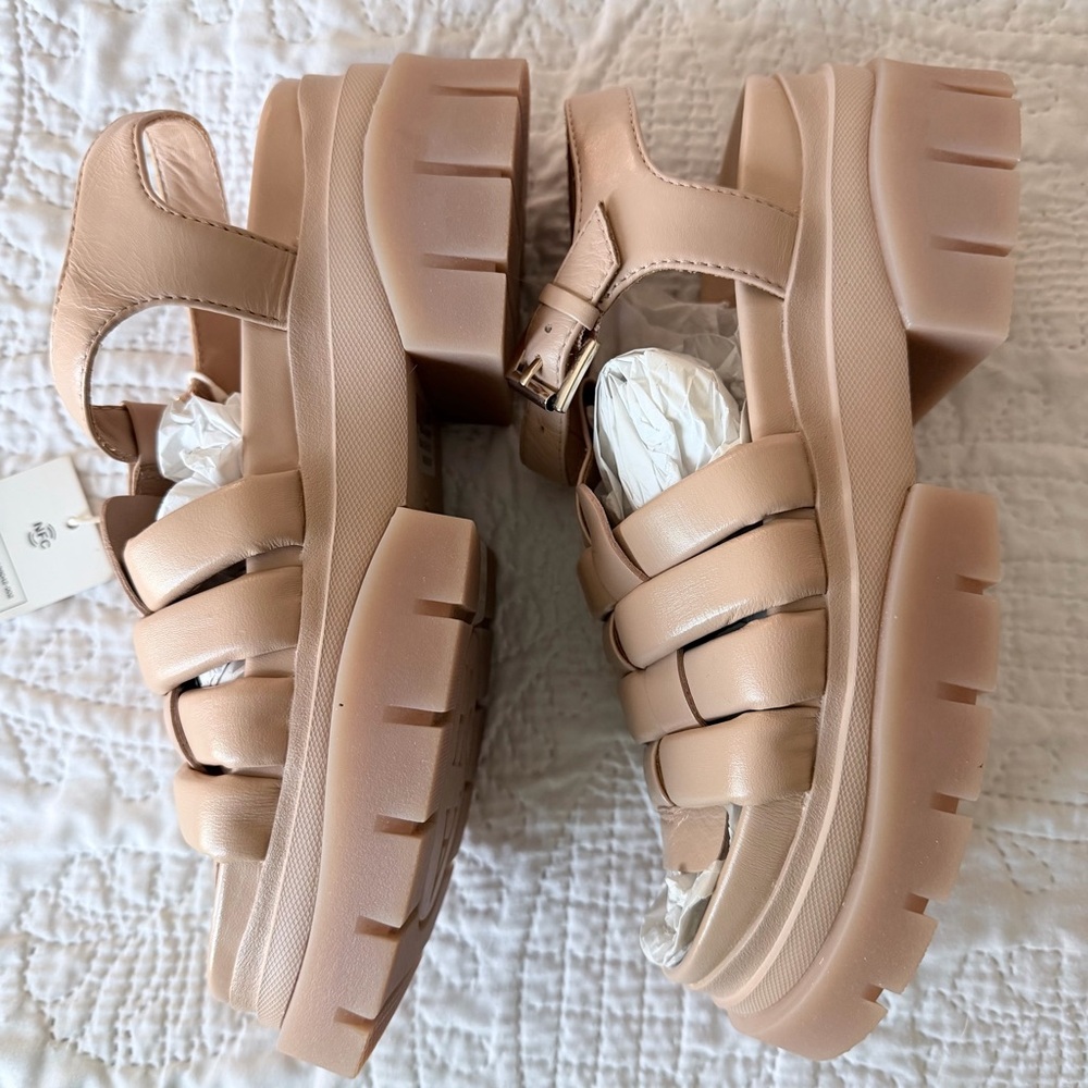 ASH Sirena Platform Sandal Nude Leather Platform Buckle Woven Rubber Sole 36 - Picture 7 of 8